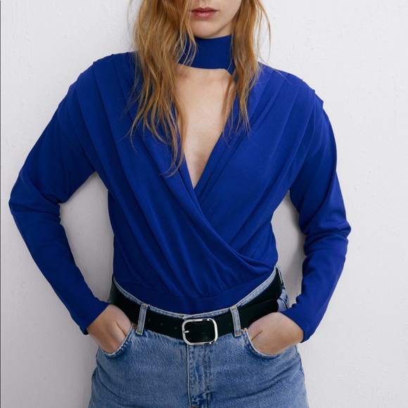 Zara bluish draped bodysuit - Picture 3 of 6